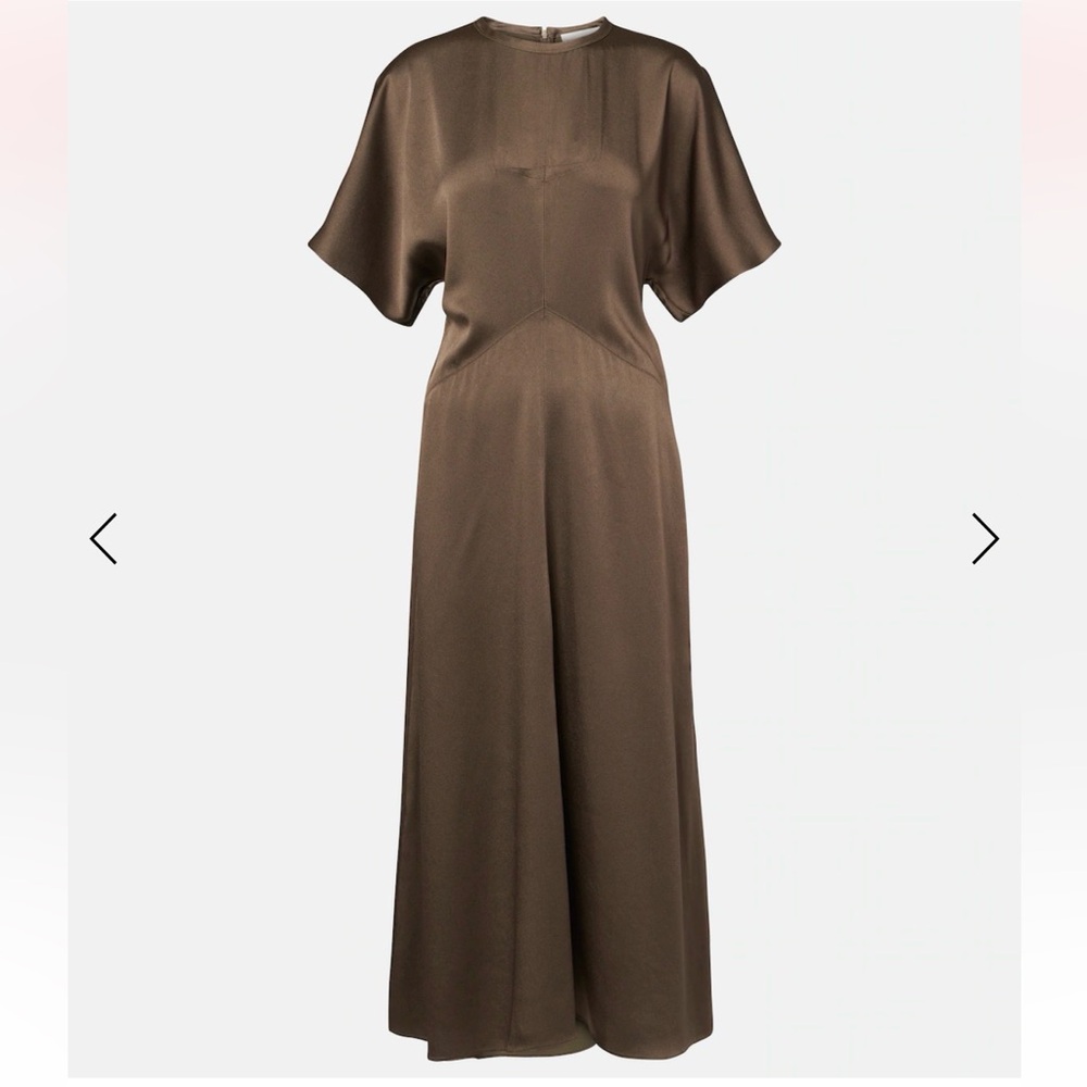 Isabel Marant Brown Satin Short-Sleeve Maxi Dress